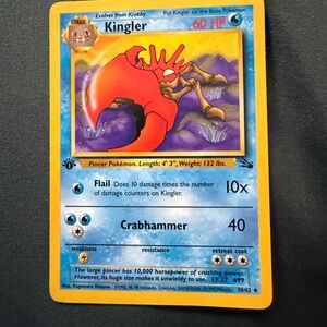 Kingler Pokémon Card - Blue and Yellow